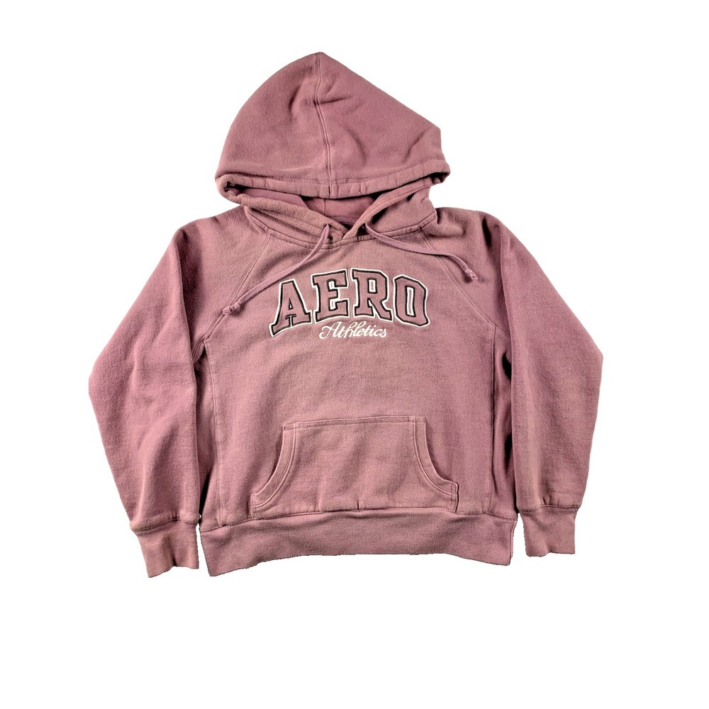 Aeropostale AERO Athletics Hoodie Womens XS Pink Pullover Sweatshirt Y2K